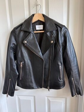 Sandro Paris Black Lamb Leather Moto Jacket Size 1